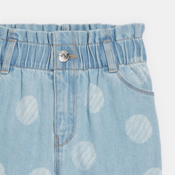 جينز أزرق فاتح على شكل كيس ورقي منقط للفتيات